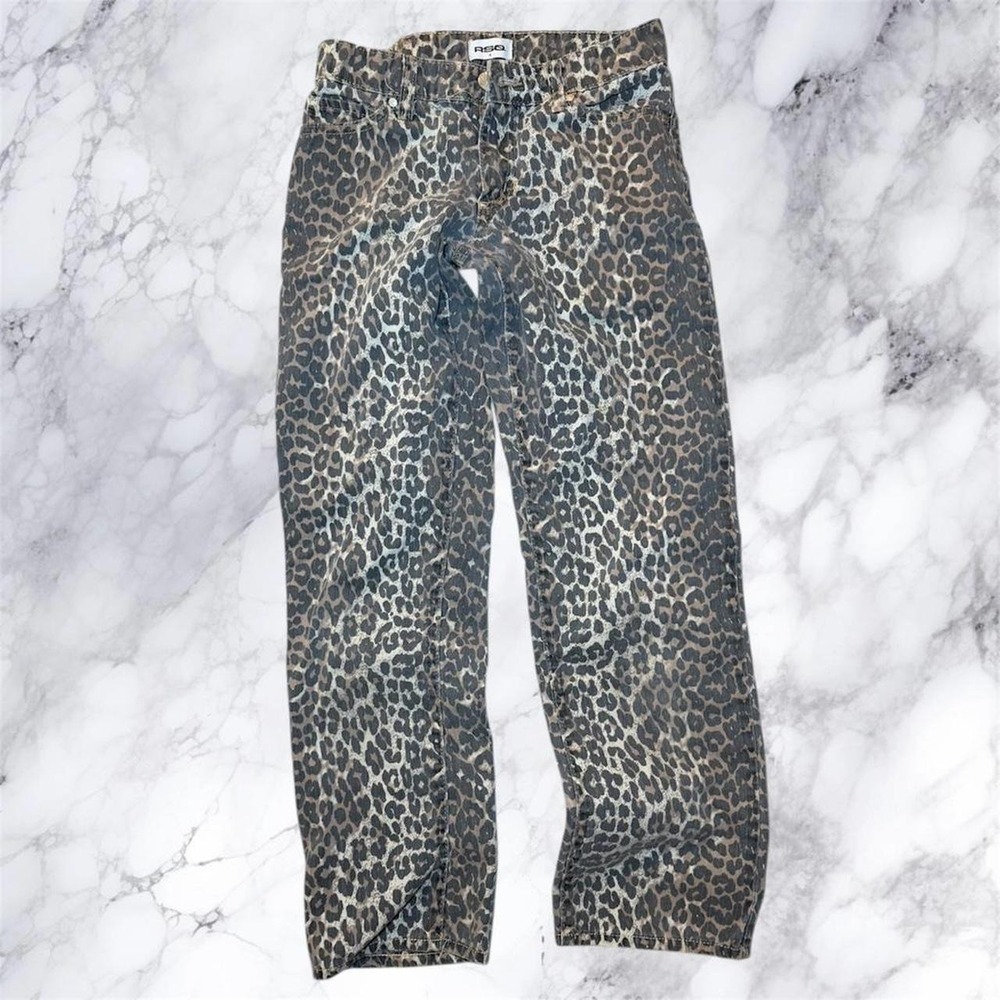 RSQ Leopard Print Jeans Y2K Low Rise Straight Leg Animal Print‎ Pants